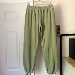 SET ACTIVE sage green cotton knit pull on elastic cropped jogger sweat pants